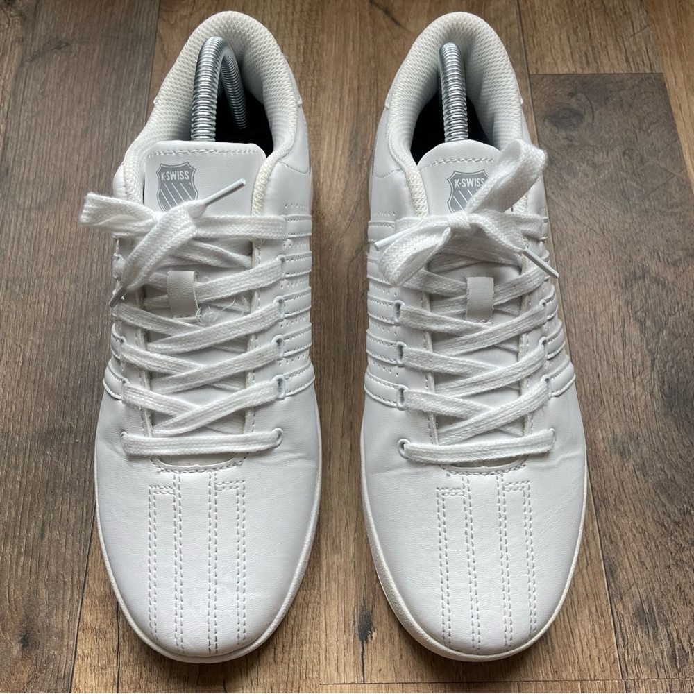 K-Swiss White Unisex Leather Sneakers Classic Low-Top Design